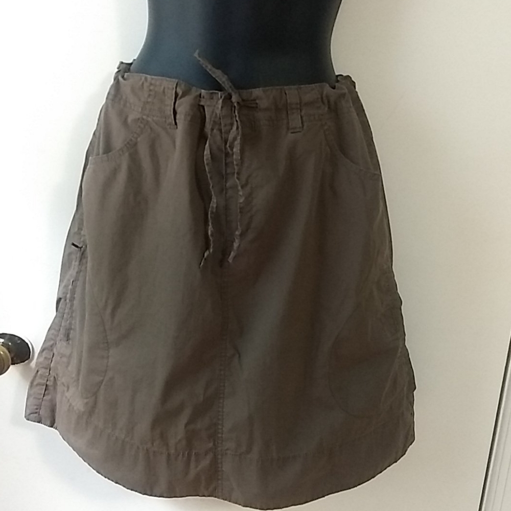 Eddie Bauer Drawstring Cotton Blend Brown Skirt